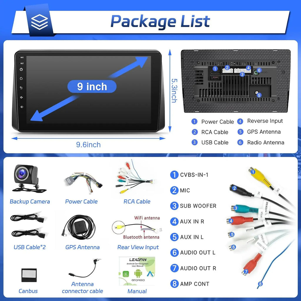 9" Touch Screen Wireless Car Stereo Radio for Dodge Grand Caravan 2008-2020 Chrysler Town & Country 2011-2016 with Backup Camera