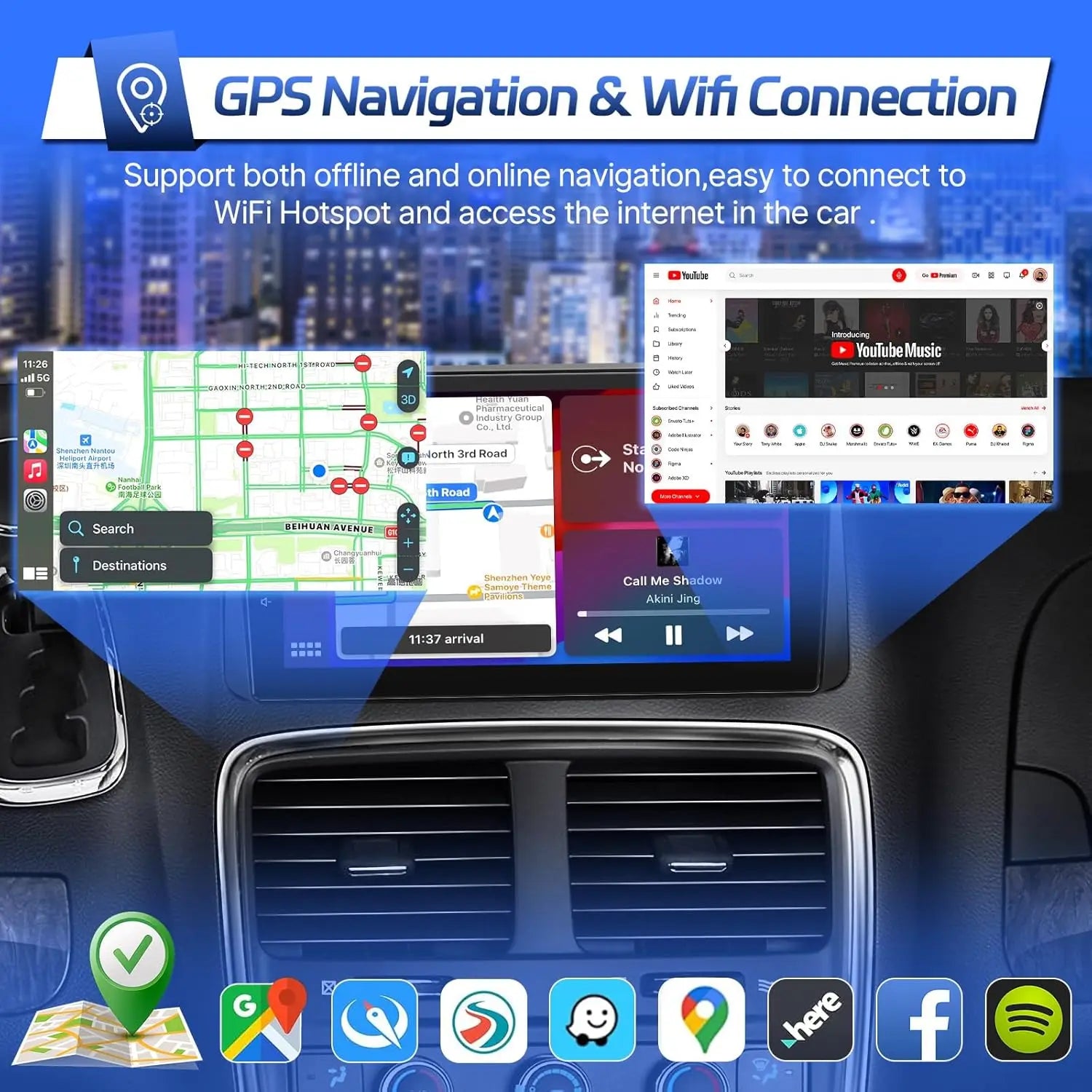 9" Touch Screen Wireless Car Stereo Radio for Dodge Grand Caravan 2008-2020 Chrysler Town & Country 2011-2016 with Backup Camera