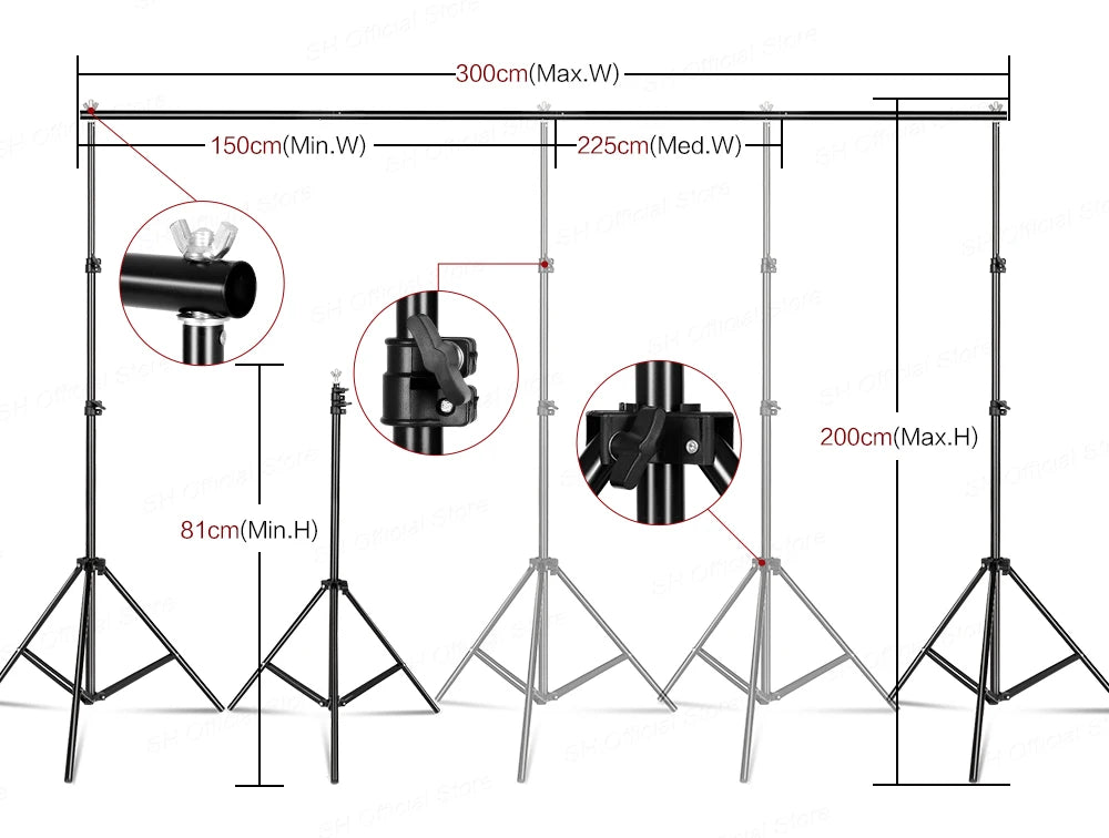 Background Stand Kit Support Frame System Backdrops  Adjustable Stand for Photography Photo Studio Chromakey Green Screen Frame