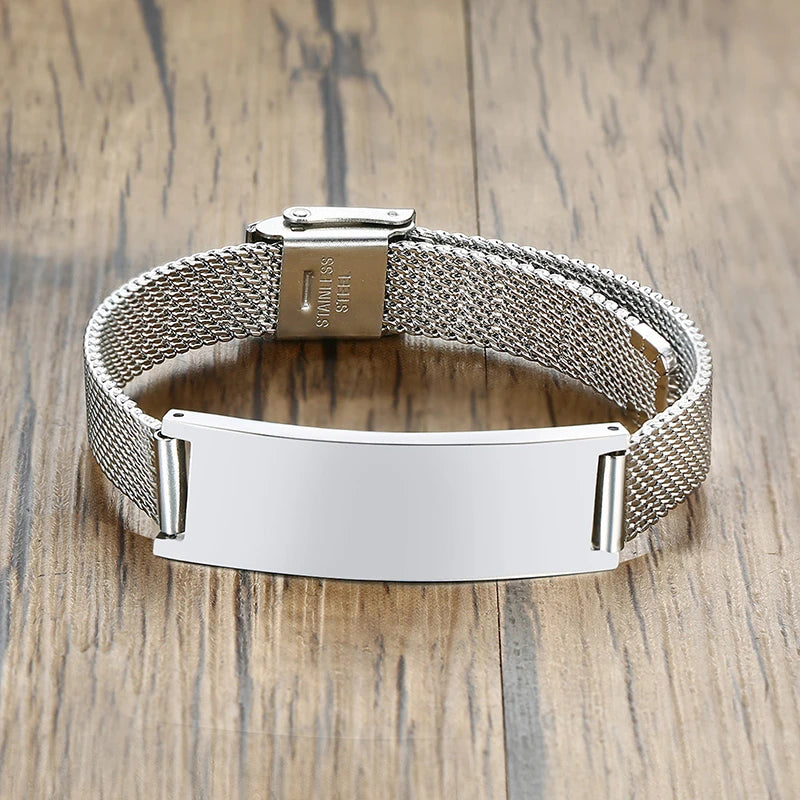 Personalize Names Bracelets for Men,Custom Engraved Stainless Steel ID Bracelets,Custom Love Gift Wrist for Father Husband Son