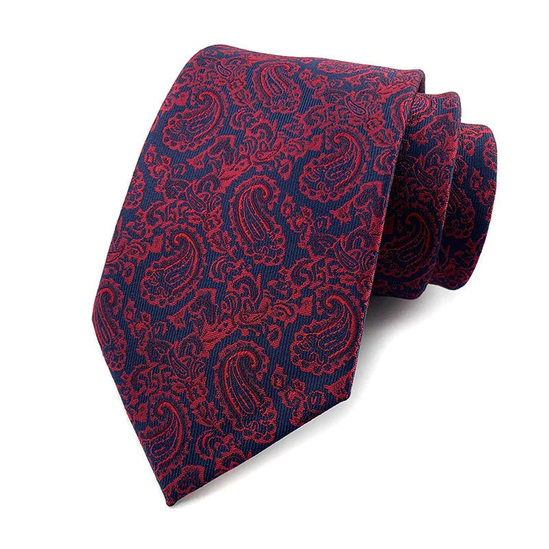 Luxury 8CM Mens Ties Necktie Red Color Ties For Man Groom Jacquard Woven Neck Tie For Business Wedding Party
