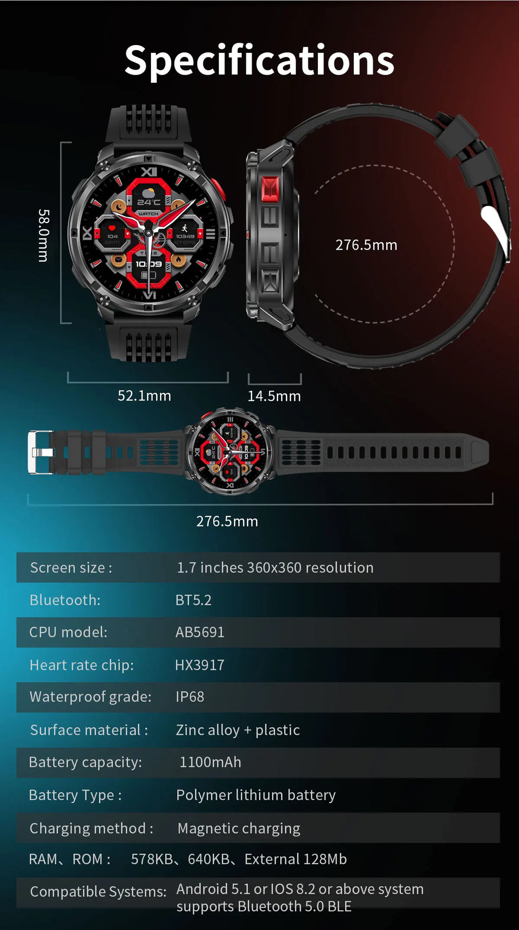 2026 New T-Rex3 Pro GPS Tracker 1100mAh Smartwatch Men 120-Day Standby Clock Rugged Outdoor Sport 10ATM Waterproof Call Watches