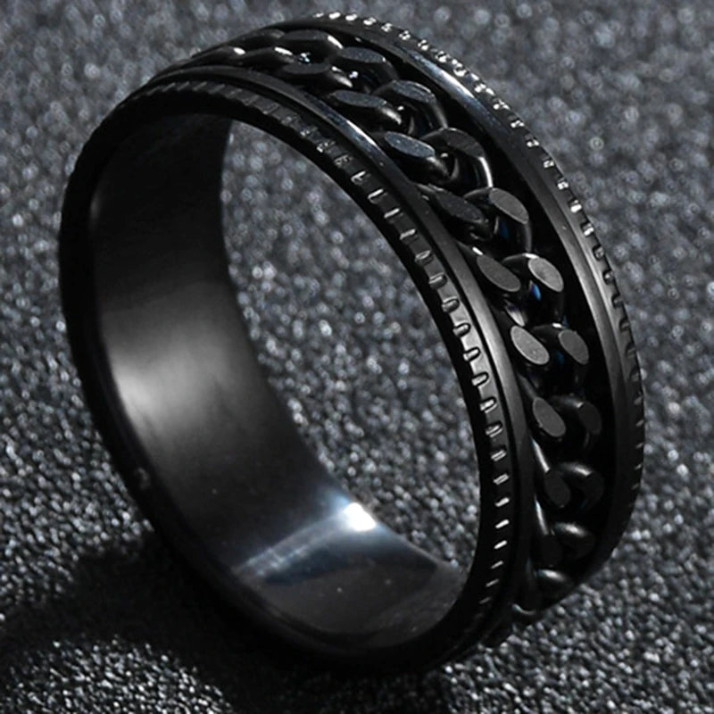 MeMolissa New Cool Stainless Steel Rotatable Ring High Quality Spinner Chain Rotable Rings for Women Man Punk Jewelry Party Gift
