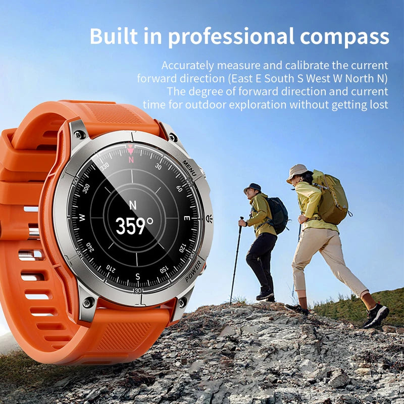 Aiweile AW45 Smart Watch Man Flashlight Fitness Tracker Miltary Connected NFC Compass Sport Bluetooth Call Dialing Korean Hebrew