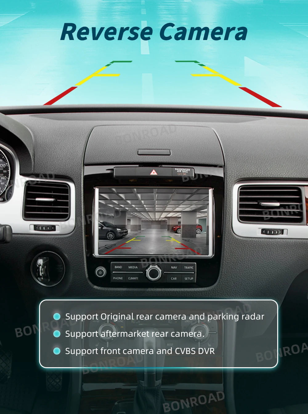 Bonroad Wireless Carplay Android Auto Modulo For Volkswagen Touareg RNS850 2010-2018 with Android Auto Voice Control Mirrorlink