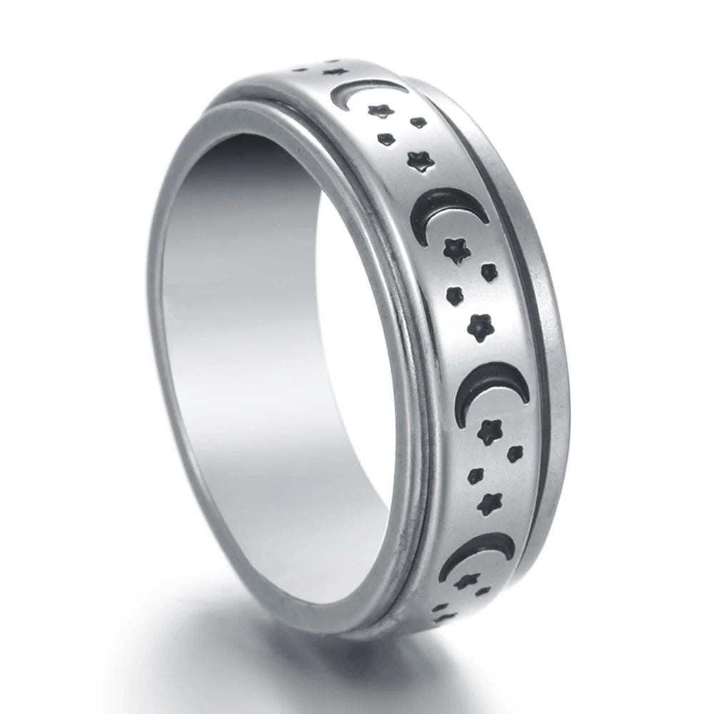 MeMolissa New Cool Stainless Steel Rotatable Ring High Quality Spinner Chain Rotable Rings for Women Man Punk Jewelry Party Gift
