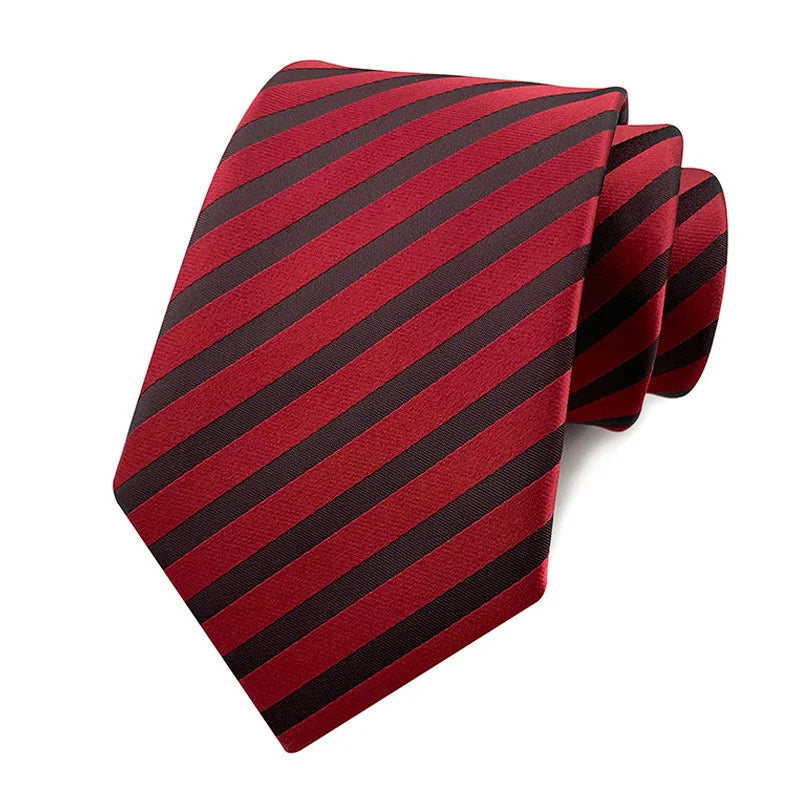 Luxury 8CM Mens Ties Necktie Red Color Ties For Man Groom Jacquard Woven Neck Tie For Business Wedding Party