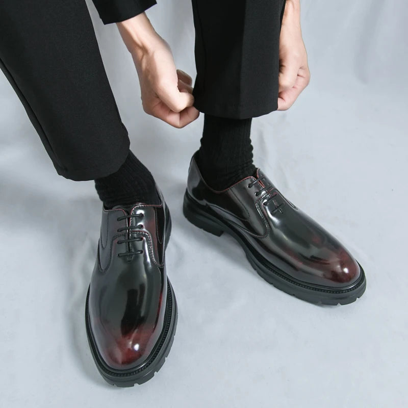 Comfort Thick Soled Leather Shoes Men Business Formal Flats Brand New Men Casual Shoes Classic Handmade Man Oxford Wedding Shoes