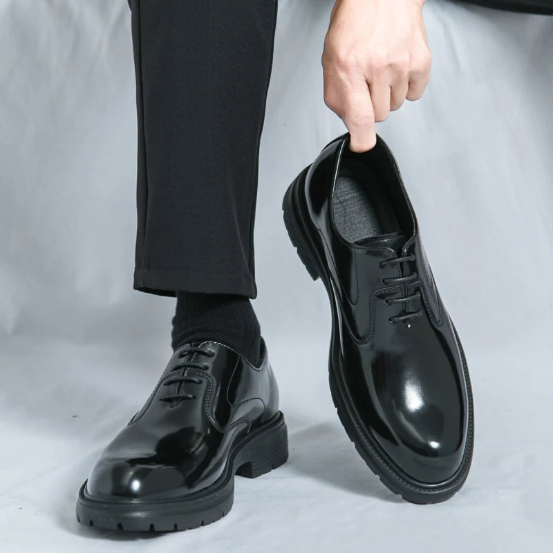 Comfort Thick Soled Leather Shoes Men Business Formal Flats Brand New Men Casual Shoes Classic Handmade Man Oxford Wedding Shoes