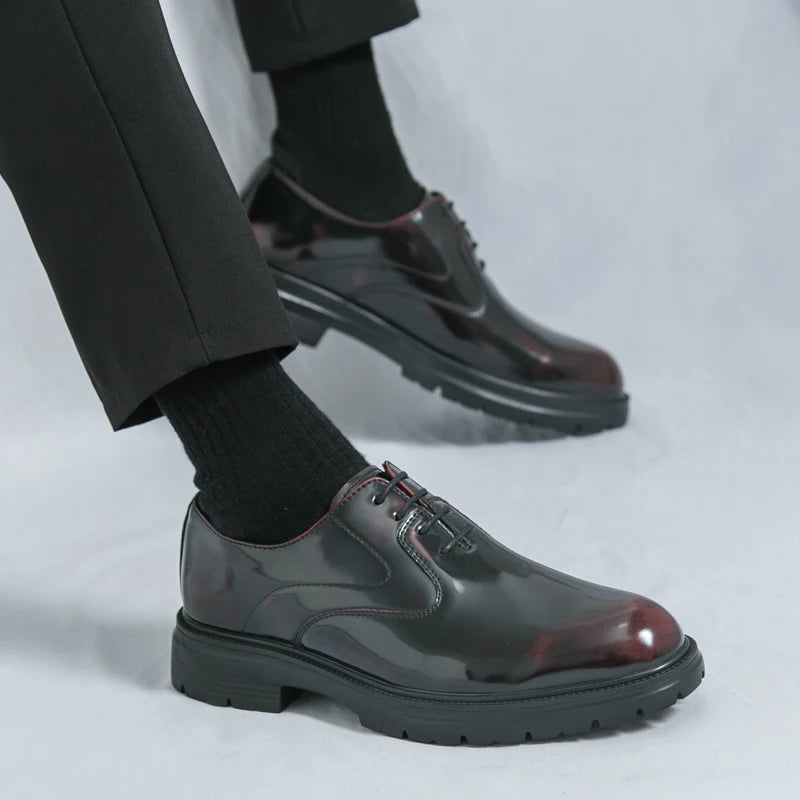 Comfort Thick Soled Leather Shoes Men Business Formal Flats Brand New Men Casual Shoes Classic Handmade Man Oxford Wedding Shoes