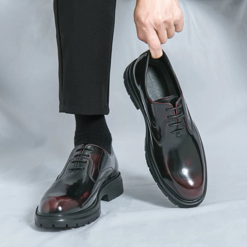 Comfort Thick Soled Leather Shoes Men Business Formal Flats Brand New Men Casual Shoes Classic Handmade Man Oxford Wedding Shoes