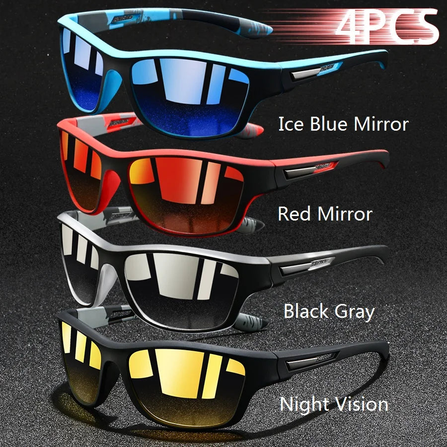 4PCS Fashion Vintage Pattern  Cycling Sports Sunglasses Men Women Running Cycling Mountaineering Sport Man Sun Glasses