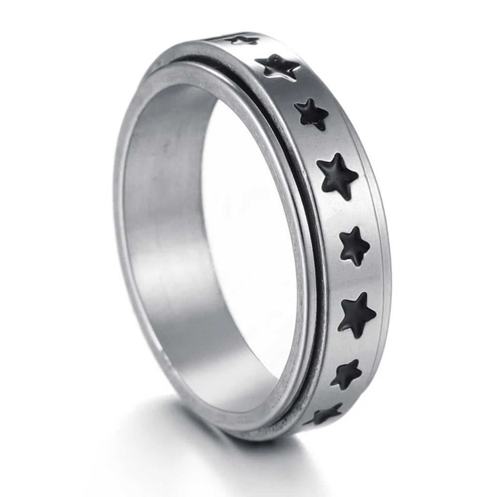 MeMolissa New Cool Stainless Steel Rotatable Ring High Quality Spinner Chain Rotable Rings for Women Man Punk Jewelry Party Gift