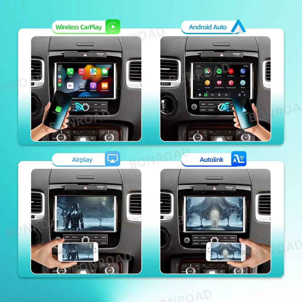 Bonroad Wireless Carplay Android Auto Modulo For Volkswagen Touareg RNS850 2010-2018 with Android Auto Voice Control Mirrorlink