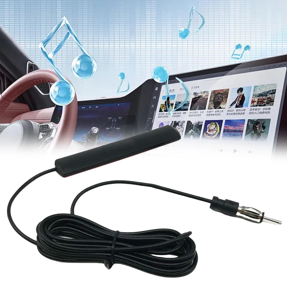 DC 5-12V AM/FM Radio Aerial Car Interior Hidden Amplified Antenna 85-860Mhz Car Radio Patch Aerial for Car Truck Motorcycle Boat