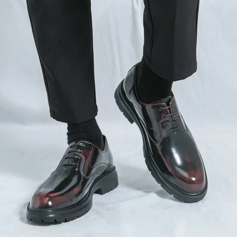 Comfort Thick Soled Leather Shoes Men Business Formal Flats Brand New Men Casual Shoes Classic Handmade Man Oxford Wedding Shoes