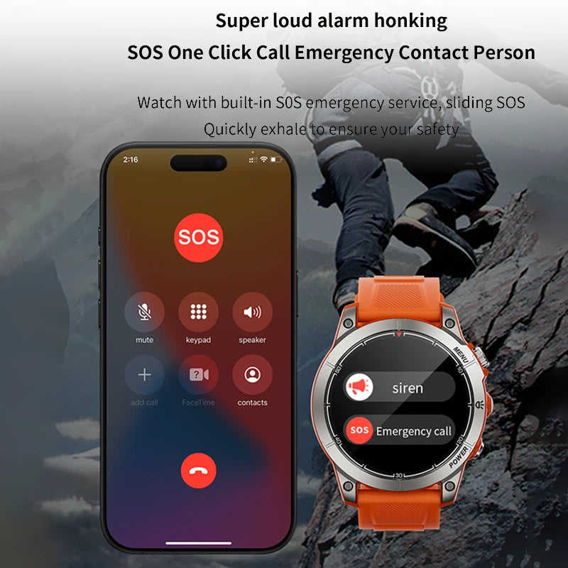 Aiweile AW45 Smart Watch Man Flashlight Fitness Tracker Miltary Connected NFC Compass Sport Bluetooth Call Dialing Korean Hebrew