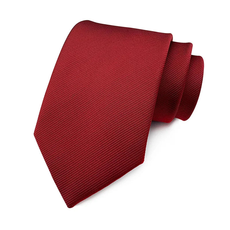 Luxury 8CM Mens Ties Necktie Red Color Ties For Man Groom Jacquard Woven Neck Tie For Business Wedding Party