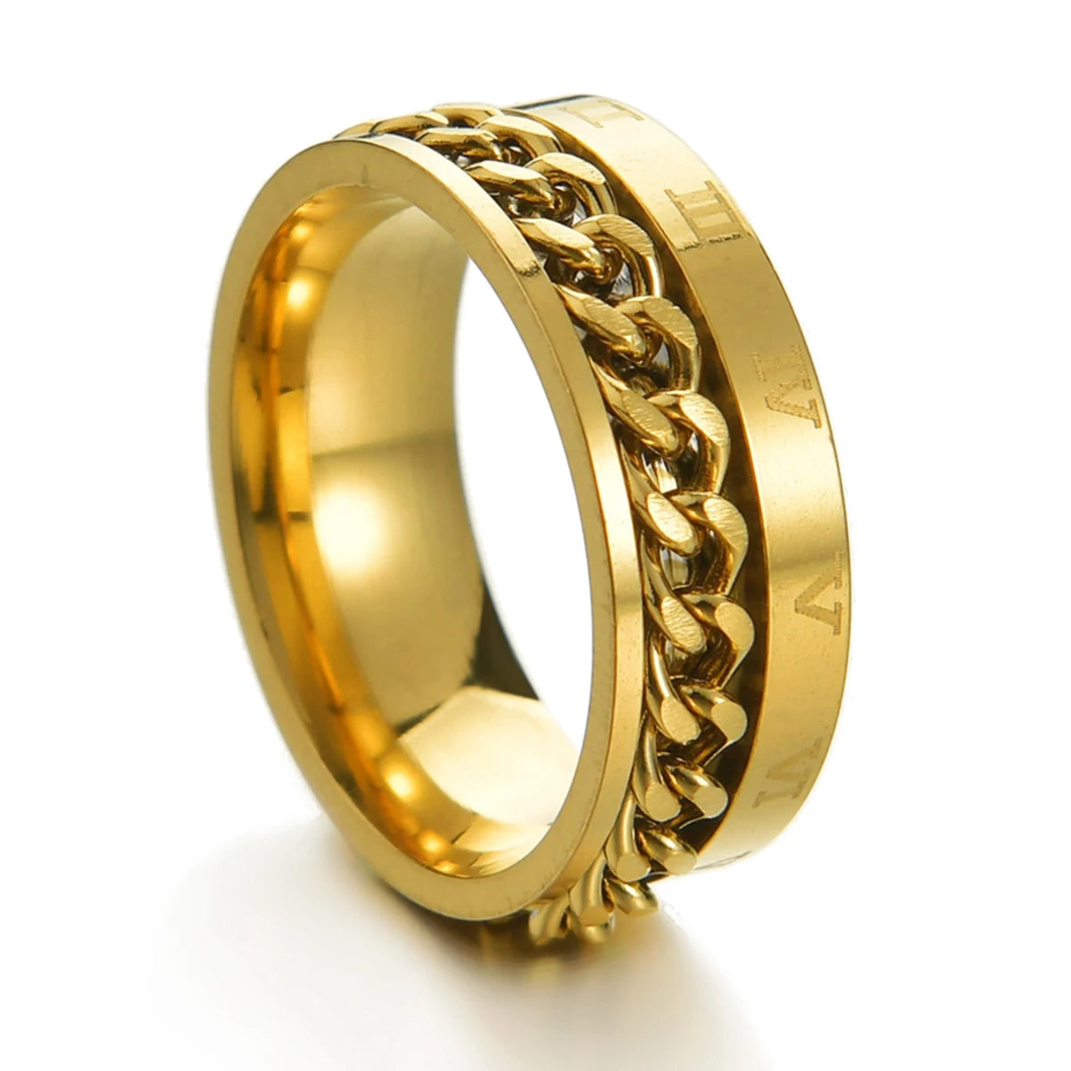 MeMolissa New Cool Stainless Steel Rotatable Ring High Quality Spinner Chain Rotable Rings for Women Man Punk Jewelry Party Gift