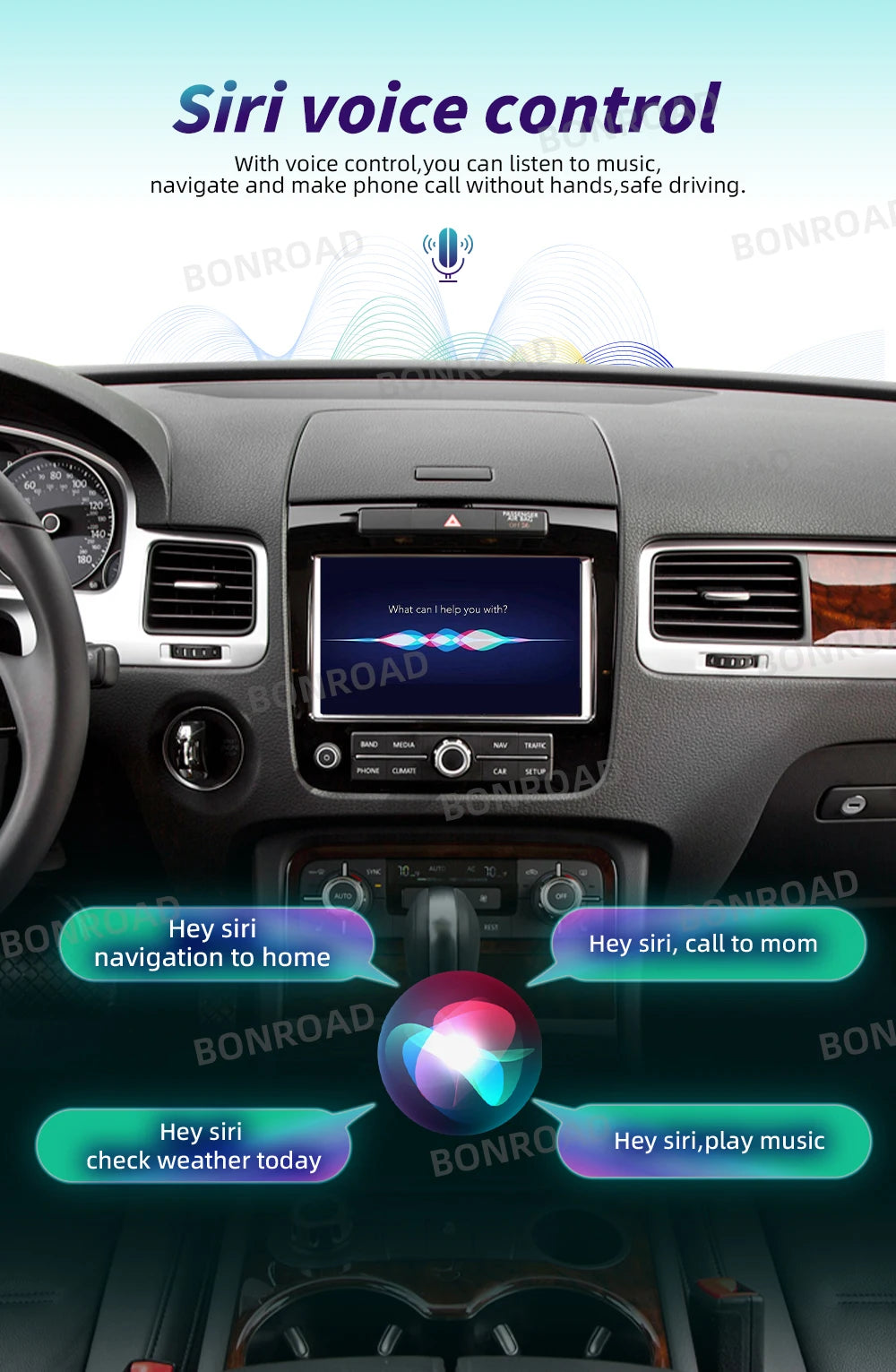 Bonroad Wireless Carplay Android Auto Modulo For Volkswagen Touareg RNS850 2010-2018 with Android Auto Voice Control Mirrorlink