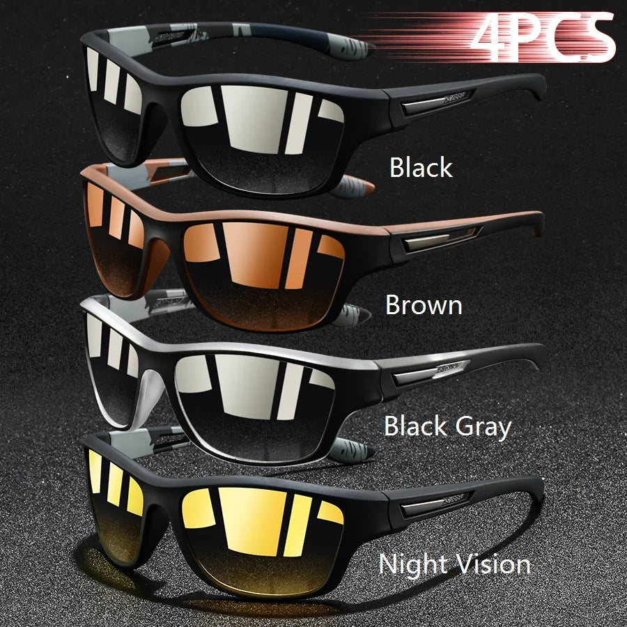 4PCS Fashion Vintage Pattern  Cycling Sports Sunglasses Men Women Running Cycling Mountaineering Sport Man Sun Glasses