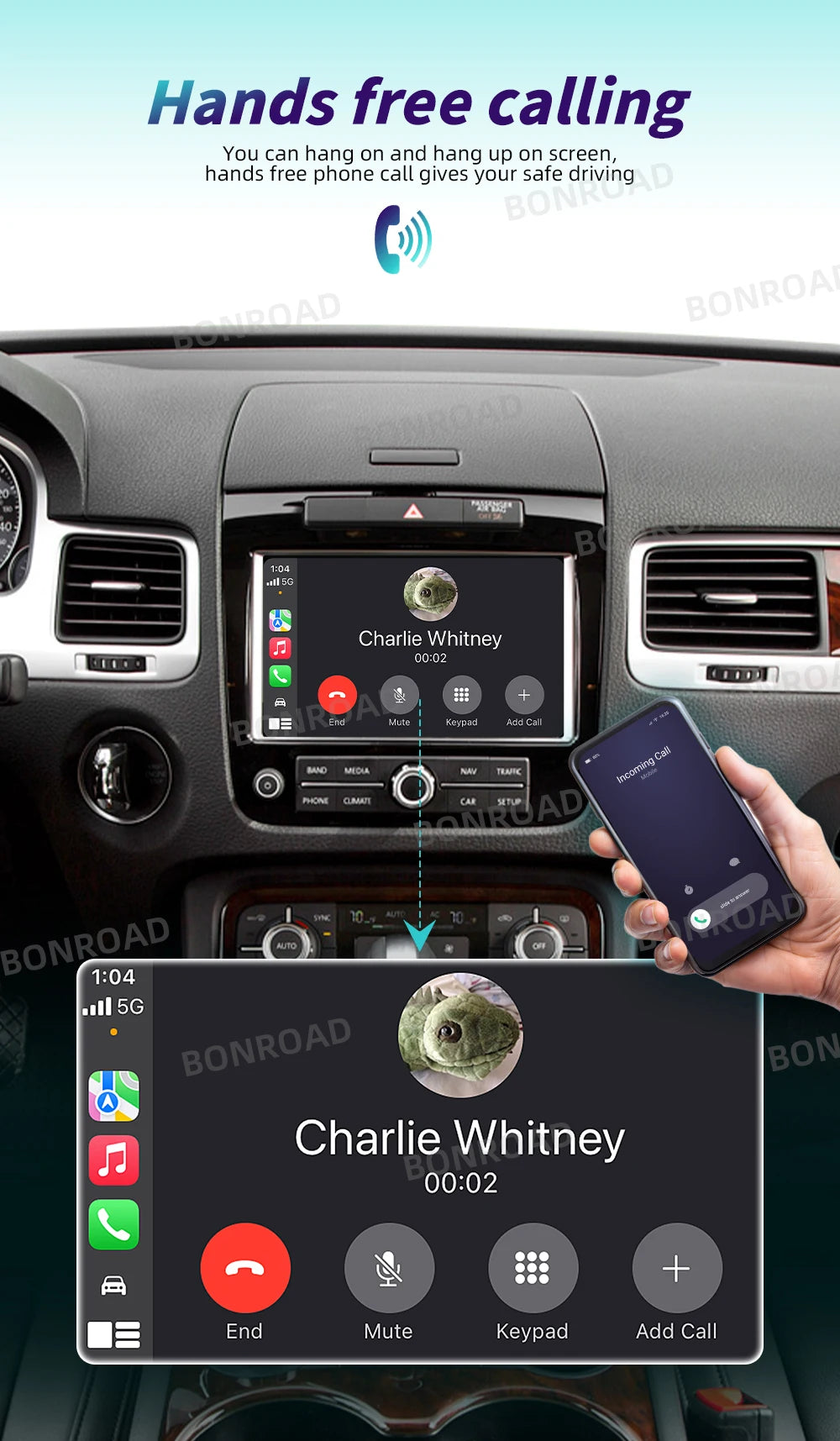 Bonroad Wireless Carplay Android Auto Modulo For Volkswagen Touareg RNS850 2010-2018 with Android Auto Voice Control Mirrorlink