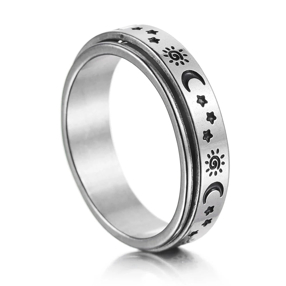 MeMolissa New Cool Stainless Steel Rotatable Ring High Quality Spinner Chain Rotable Rings for Women Man Punk Jewelry Party Gift