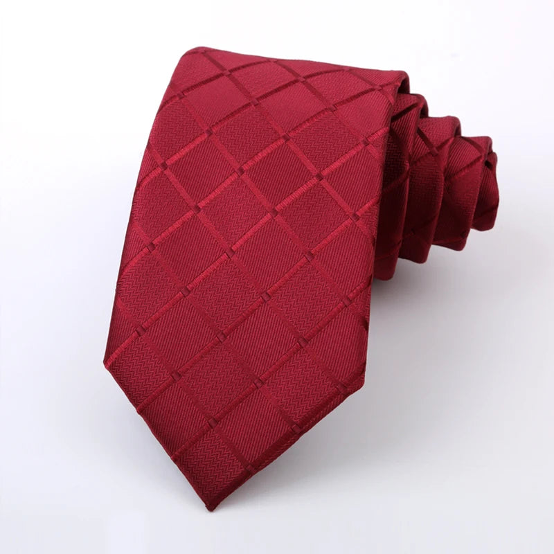 Luxury 8CM Mens Ties Necktie Red Color Ties For Man Groom Jacquard Woven Neck Tie For Business Wedding Party