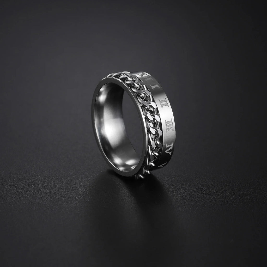 MeMolissa New Cool Stainless Steel Rotatable Ring High Quality Spinner Chain Rotable Rings for Women Man Punk Jewelry Party Gift