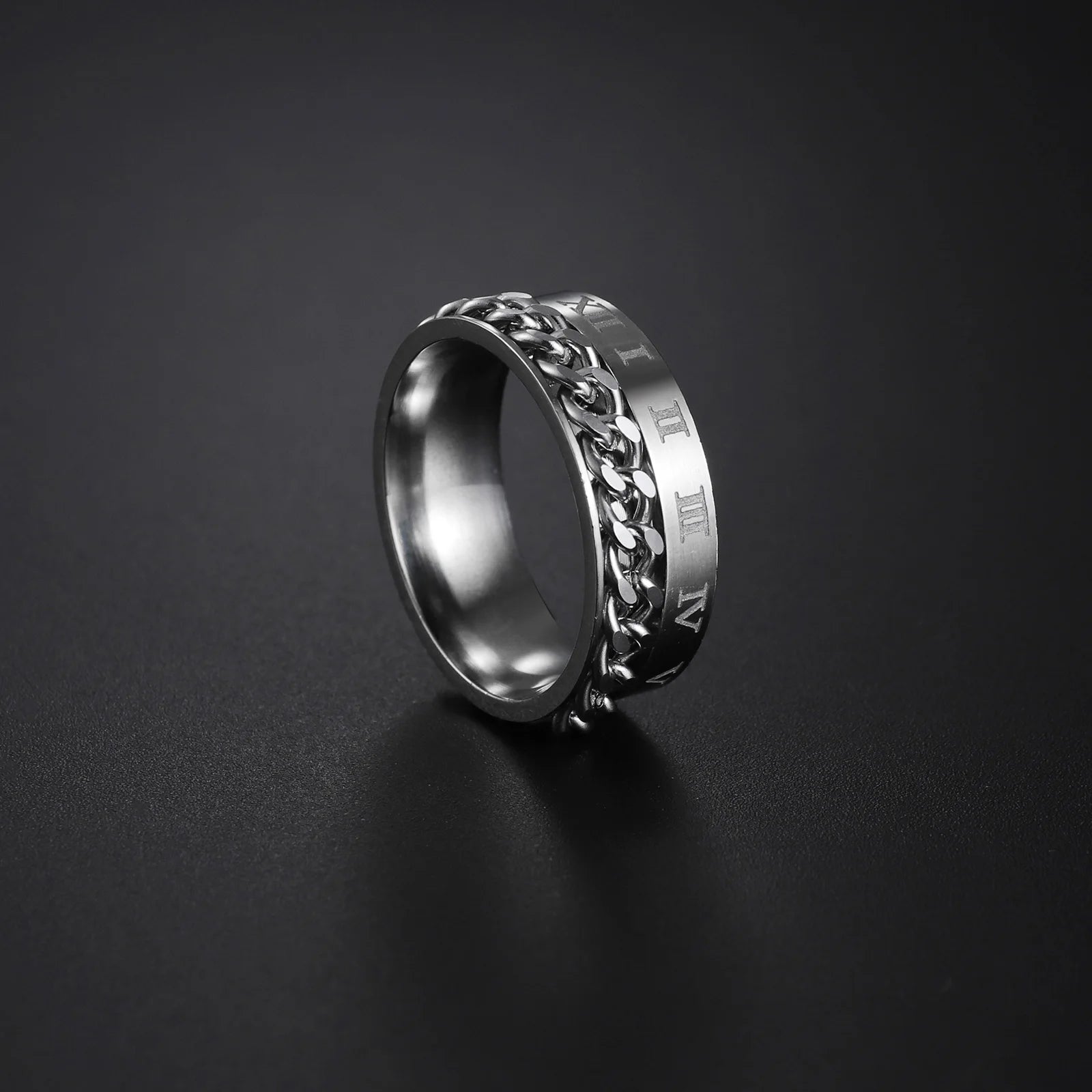 MeMolissa New Cool Stainless Steel Rotatable Ring High Quality Spinner Chain Rotable Rings for Women Man Punk Jewelry Party Gift