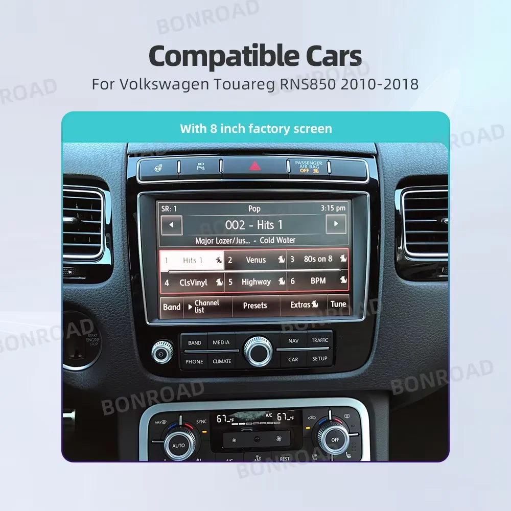 Bonroad Wireless Carplay Android Auto Modulo For Volkswagen Touareg RNS850 2010-2018 with Android Auto Voice Control Mirrorlink