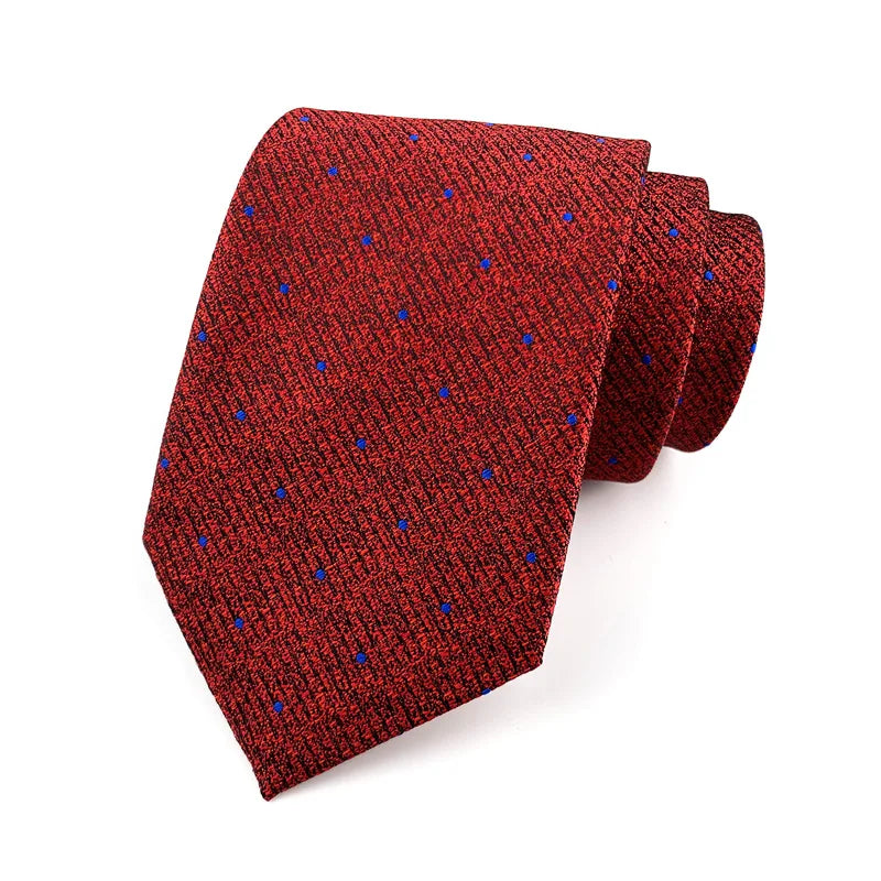 Luxury 8CM Mens Ties Necktie Red Color Ties For Man Groom Jacquard Woven Neck Tie For Business Wedding Party