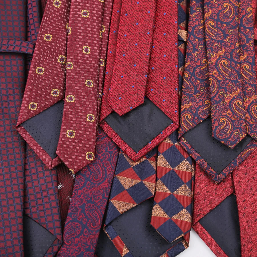 Luxury 8CM Mens Ties Necktie Red Color Ties For Man Groom Jacquard Woven Neck Tie For Business Wedding Party