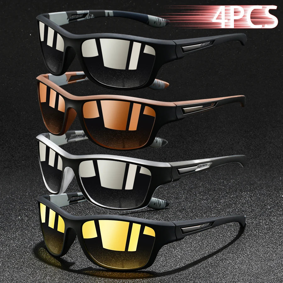 4PCS Fashion Vintage Pattern  Cycling Sports Sunglasses Men Women Running Cycling Mountaineering Sport Man Sun Glasses