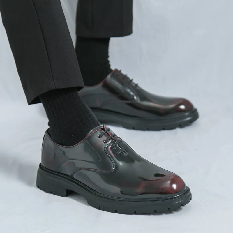 Comfort Thick Soled Leather Shoes Men Business Formal Flats Brand New Men Casual Shoes Classic Handmade Man Oxford Wedding Shoes