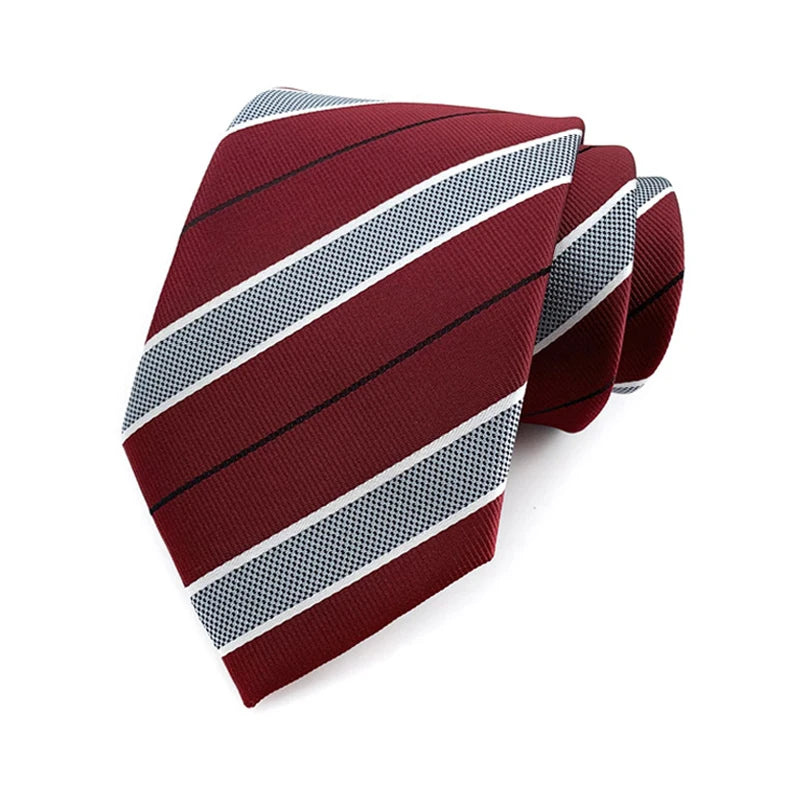 Luxury 8CM Mens Ties Necktie Red Color Ties For Man Groom Jacquard Woven Neck Tie For Business Wedding Party