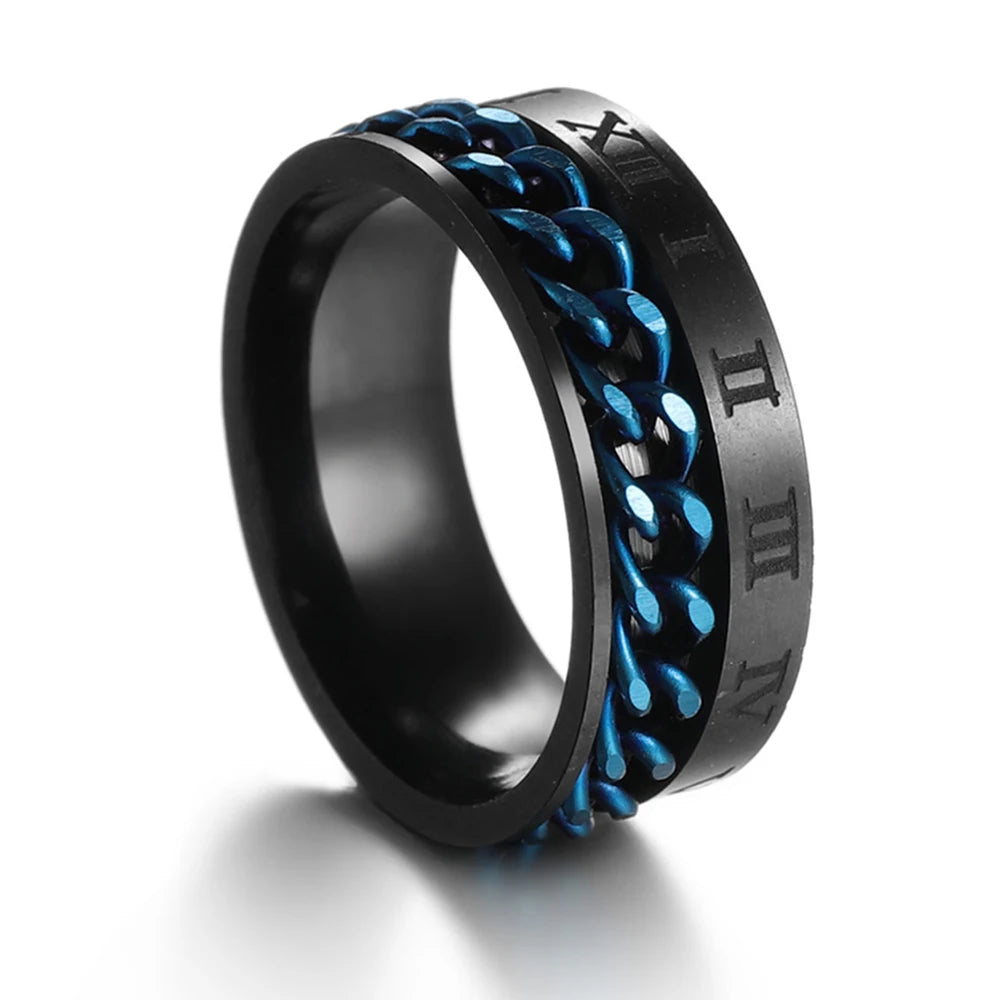 MeMolissa New Cool Stainless Steel Rotatable Ring High Quality Spinner Chain Rotable Rings for Women Man Punk Jewelry Party Gift