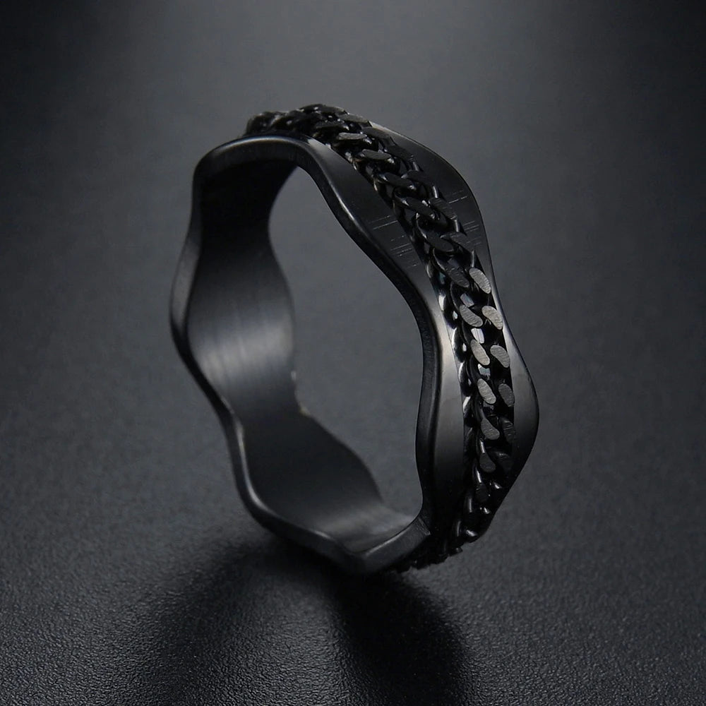 MeMolissa New Cool Stainless Steel Rotatable Ring High Quality Spinner Chain Rotable Rings for Women Man Punk Jewelry Party Gift