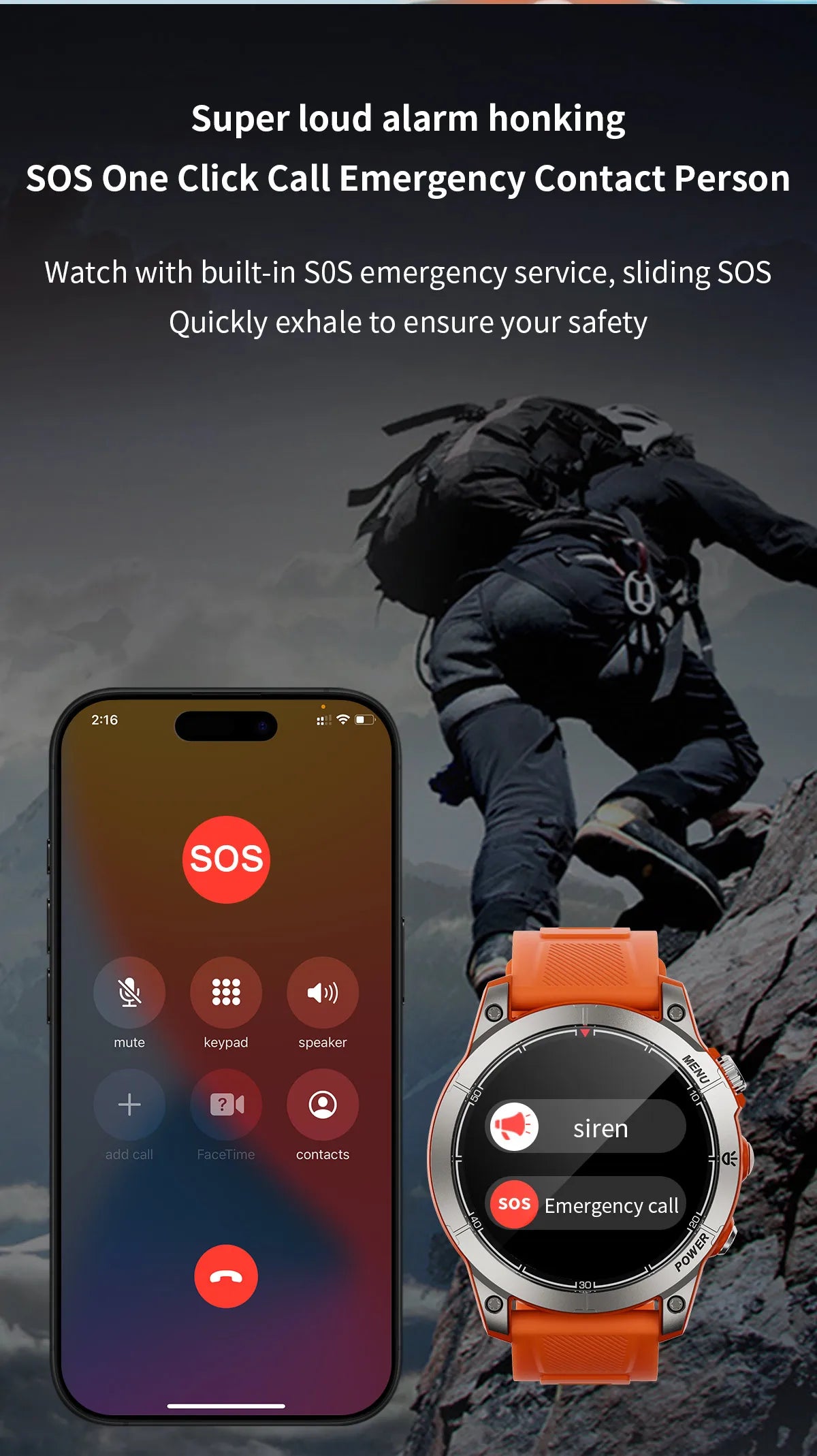 Aiweile AW45 Smart Watch Man Flashlight Fitness Tracker Miltary Connected NFC Compass Sport Bluetooth Call Dialing Korean Hebrew