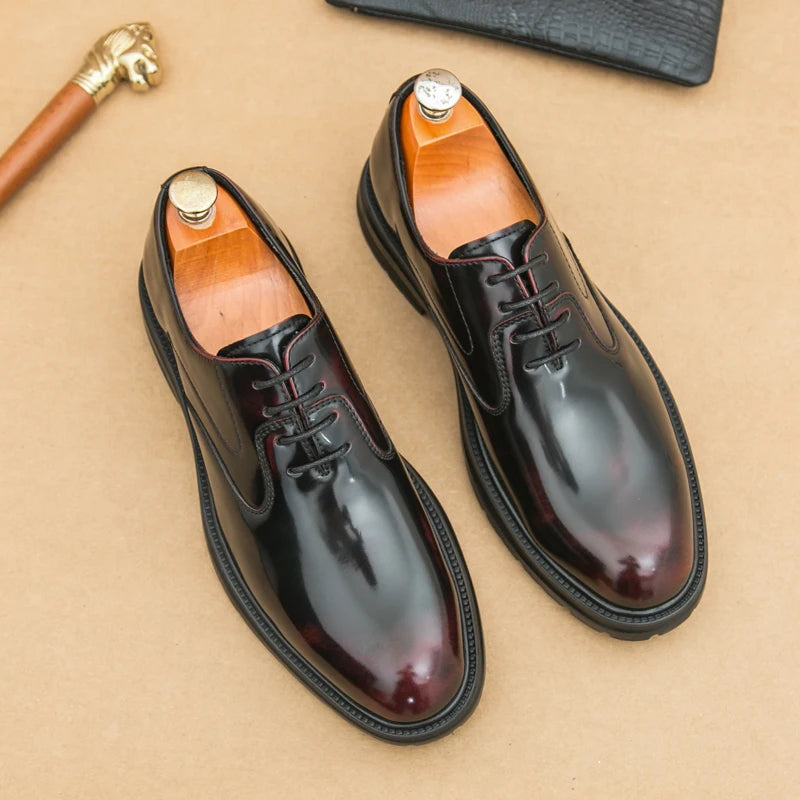 Comfort Thick Soled Leather Shoes Men Business Formal Flats Brand New Men Casual Shoes Classic Handmade Man Oxford Wedding Shoes