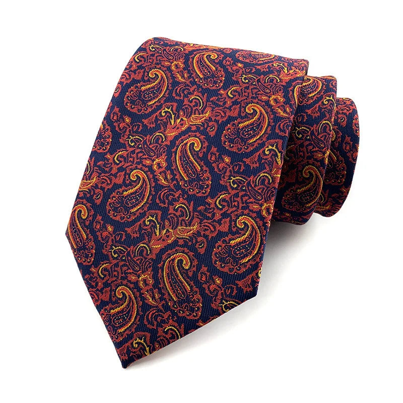 Luxury 8CM Mens Ties Necktie Red Color Ties For Man Groom Jacquard Woven Neck Tie For Business Wedding Party