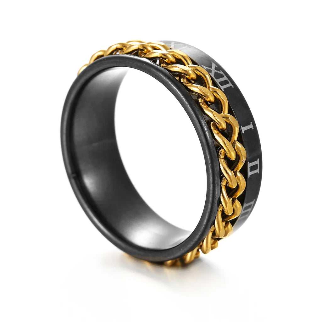 MeMolissa New Cool Stainless Steel Rotatable Ring High Quality Spinner Chain Rotable Rings for Women Man Punk Jewelry Party Gift