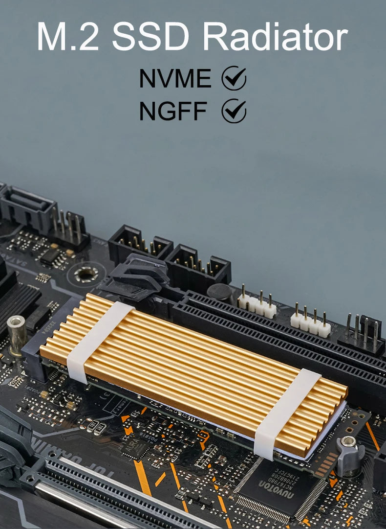 GPUHLOD M.2 SSD Heatsink M2 2280 Solid State Hard Disk Aluminum Radiator with Thermal Silicone Pad PS5 Desktop PC NGFF NVME