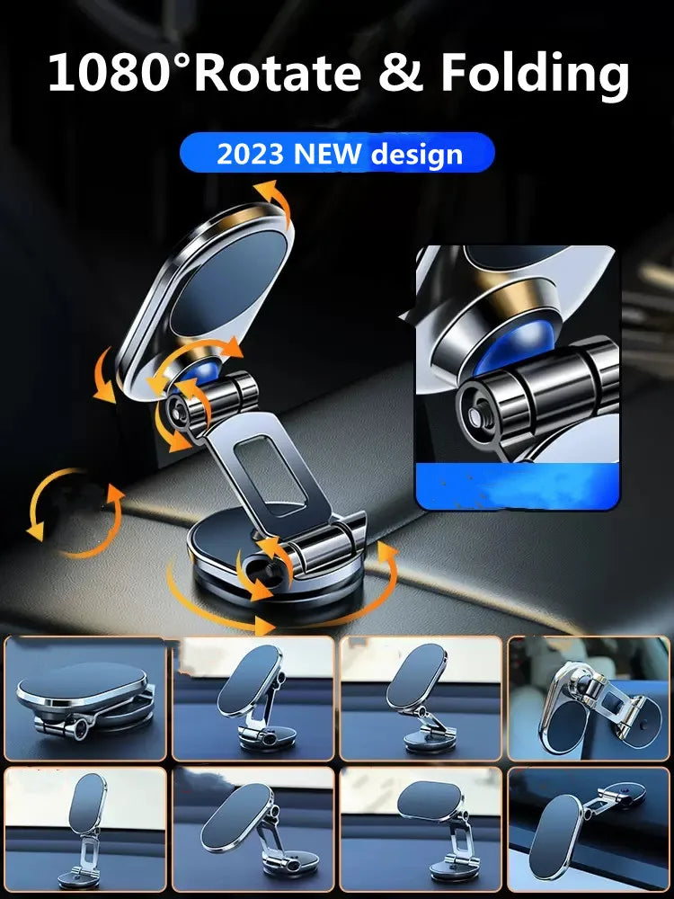 1080° Rotatable Magnetic Car Phone Holder Foldable Magnet Smart Phone Stand GPS Phone Bracket In Car For iPhone 16 Xiaomi Huawei