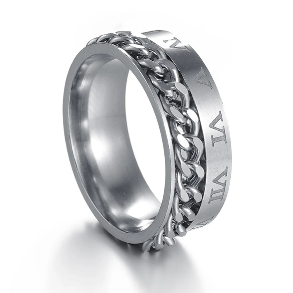 MeMolissa New Cool Stainless Steel Rotatable Ring High Quality Spinner Chain Rotable Rings for Women Man Punk Jewelry Party Gift