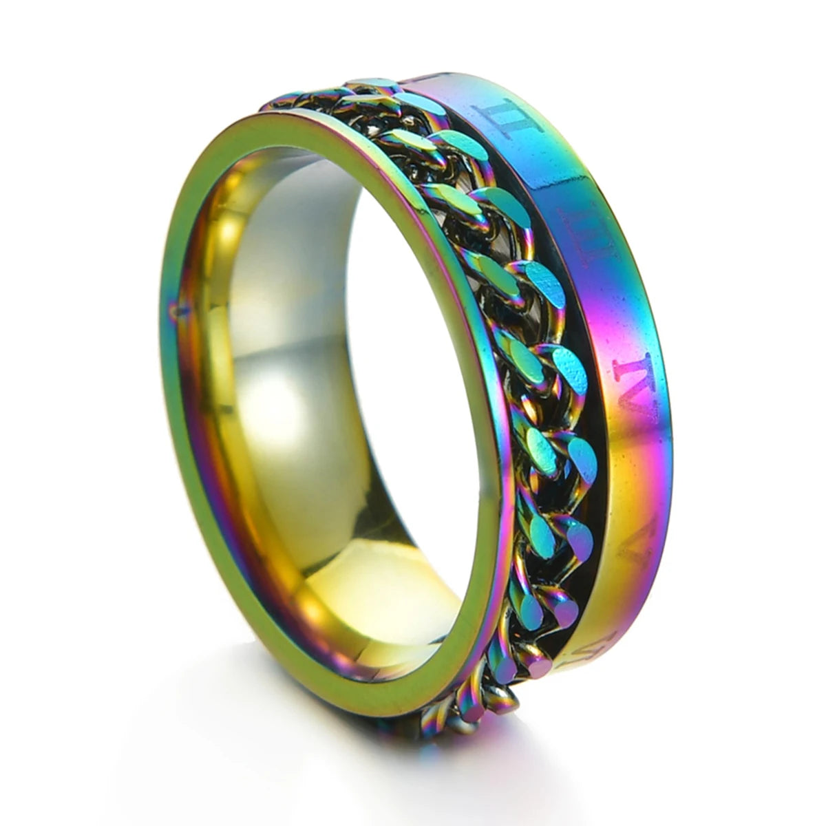 MeMolissa New Cool Stainless Steel Rotatable Ring High Quality Spinner Chain Rotable Rings for Women Man Punk Jewelry Party Gift