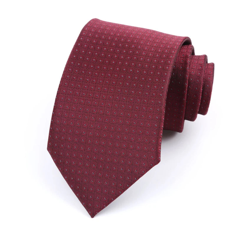 Luxury 8CM Mens Ties Necktie Red Color Ties For Man Groom Jacquard Woven Neck Tie For Business Wedding Party