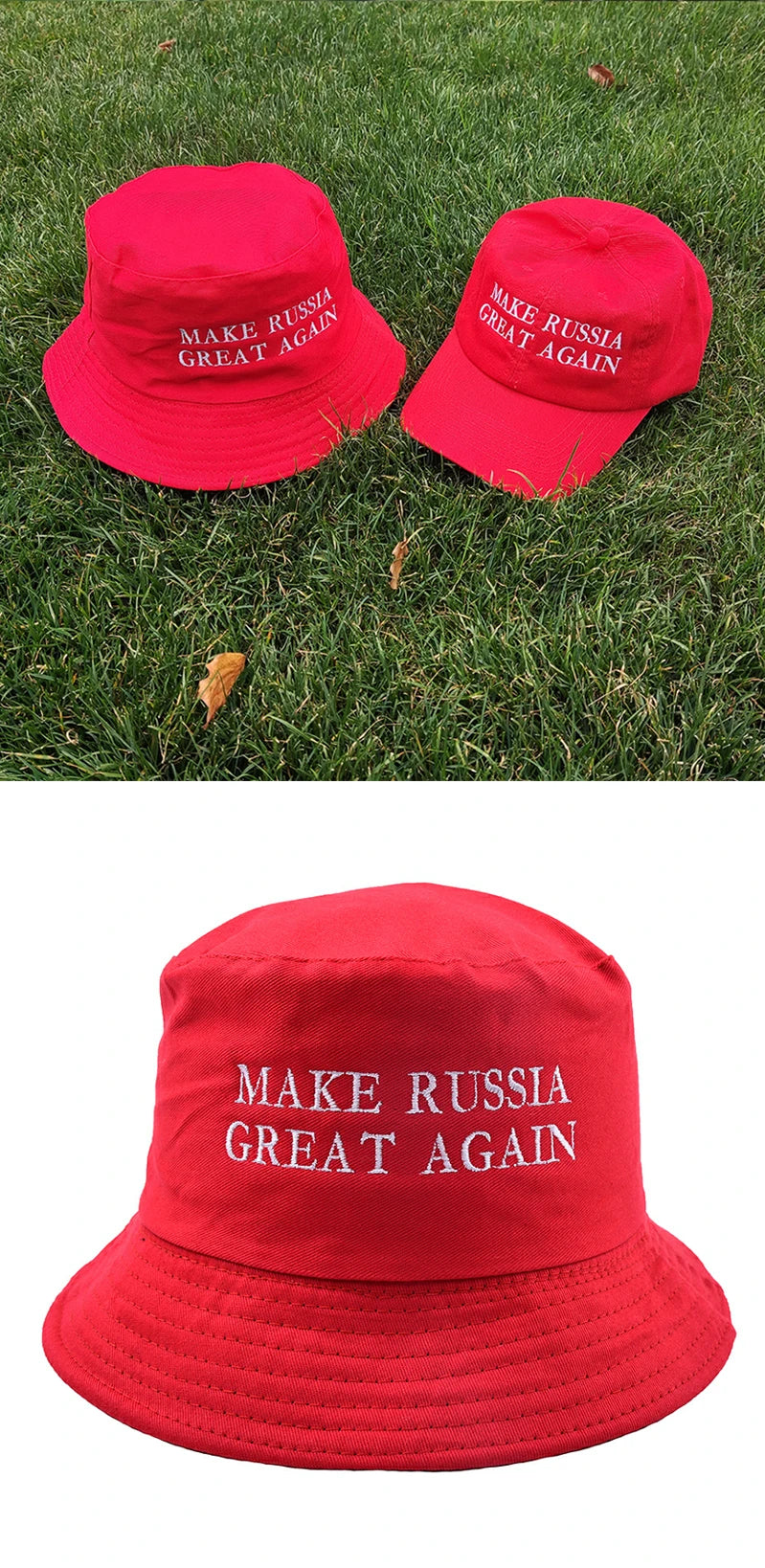 New Embroidery Letter Make Russia Great Again Dad Hat Hip Hop  Unisex Bucket Hat Outdoor Men Adjustable Snapback Baseball Hats