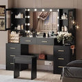 Vanity Desk with Mirror Lights Charging Station 58.3in 3 Lighting Modes 8 Drawers 2 Cabinets Storage Dressing Table Customized