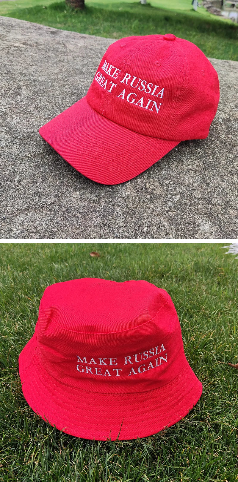 New Embroidery Letter Make Russia Great Again Dad Hat Hip Hop  Unisex Bucket Hat Outdoor Men Adjustable Snapback Baseball Hats